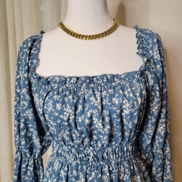 Long sleeve Boho floral Mini Dress (off the shoulder) - Picture 2 of 13